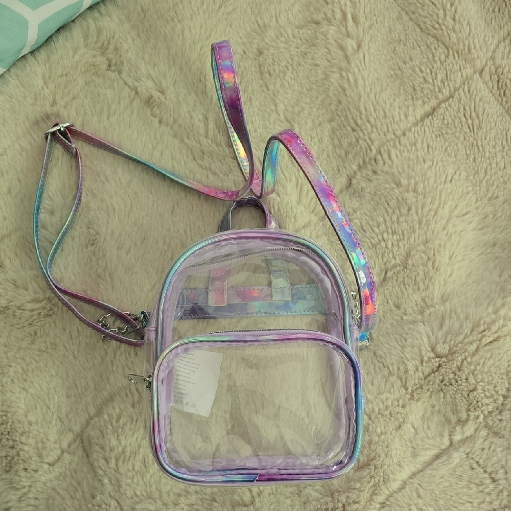 Claire's Iridescent Clear Mini Backpack